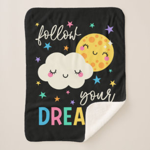 Follow Your Dreams Cloud & Moon Sherpa Blanket
