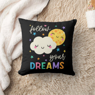 Follow Your Dreams Cloud & Moon Throw Pillow