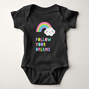 Follow Your Dreams Cute Rainbow Cloud Baby Bodysuit