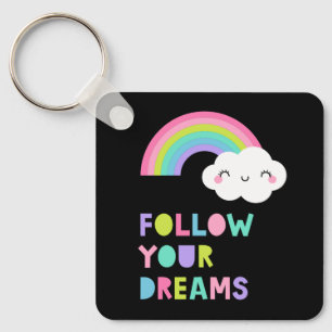 Follow Your Dreams Cute Rainbow Cloud Keychain