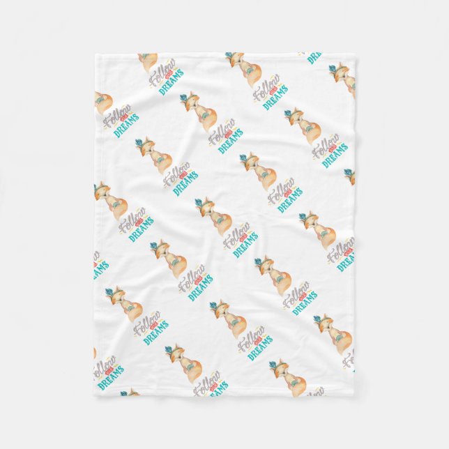 Follow Your Dreams Fox Fleece Blanket (Front)