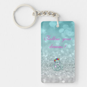 Follow your dreams, Glittery, Bokeh ,Elephant Keychain