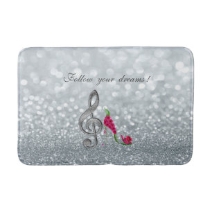 Follow your dreams, Glittery, Heels,Violine Key Bath Mat