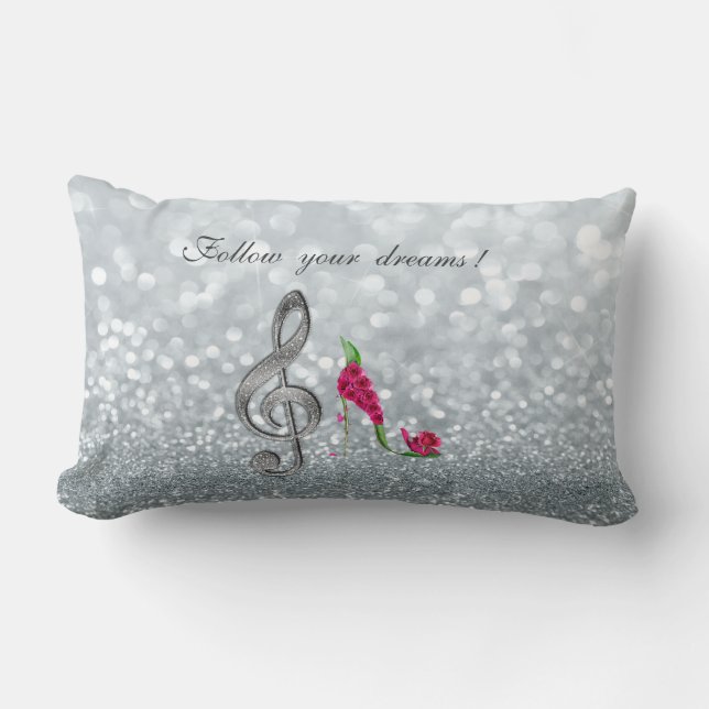 Follow your dreams, Glittery, Heels,Violine Key Lumbar Pillow (Front)