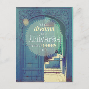 "Follow your dreams"- inspirational quote postcard