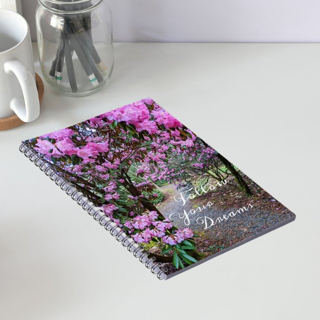 Follow Your Dreams Quote Floral Garden Path Notebook (In Situ)