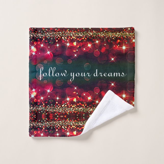 Follow Your Dreams Sparkle Bathroom Towel Set (Wash Cloth)