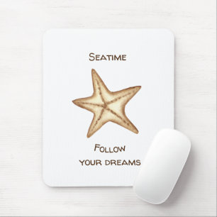 Follow your dreams watercolor Seatime Starfish Mouse Pad