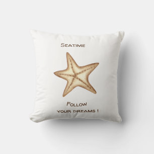 Follow your dreams watercolor Seatime Starfish Throw Pillow