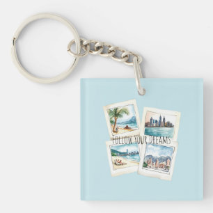 Follow Your Dreams World Travel Paris Keychain