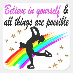 FOLLOW YOUR FIGURE SKATING DREAMS DESIGN SQUARE STICKER
