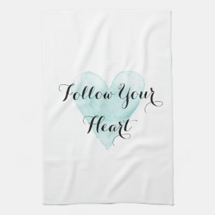 Follow Your Heart 100% cotton kitchen hand towels