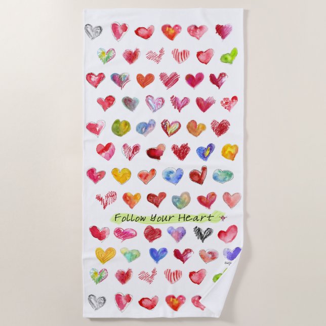 Follow Your Heart Beach Towel (Front)