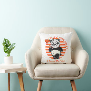 Follow Your Heart Panda Motivational Throw Pillow