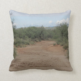Follow Your Own Path Desert Trail Landscape Photo Throw Pillow