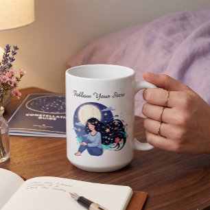 Follow Your Stars Celestial Woman Art Print   Moon Coffee Mug