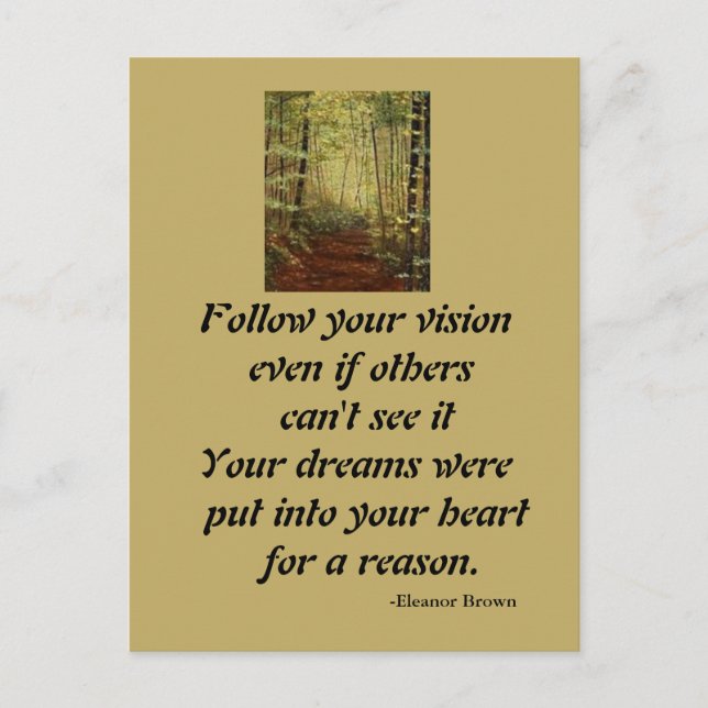 FOLLOW YOUR VISION  POSTCARD (Front)