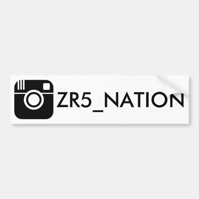 Follow @ZR5_NATION White Bumper Sticker (Front)