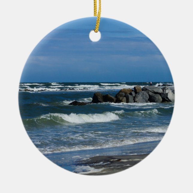Folly Beach Atlantic Ceramic Ornament (Front)