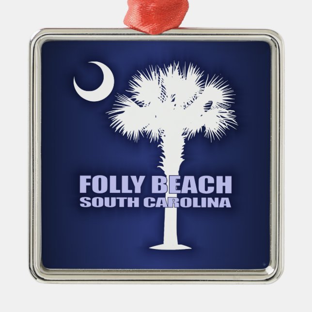 Folly Beach (P&C) Metal Ornament (Front)