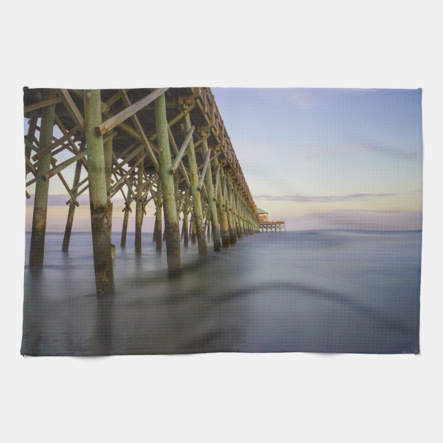 Folly Beach Pier Beauty Kitchen Towel (Horizontal)