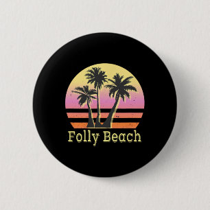 Folly Beach Retro Beach Family Vacation 2 Inch Round Button