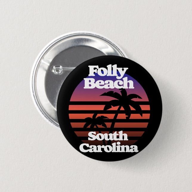 Folly Beach South Carolina 2 Inch Round Button (Front & Back)