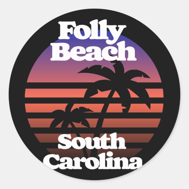 Folly Beach South Carolina Classic Round Sticker (Front)