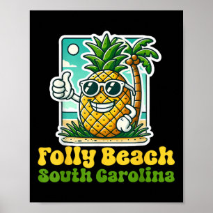 Folly Beach South Carolina Sc Cute Pineapple Thumb Poster