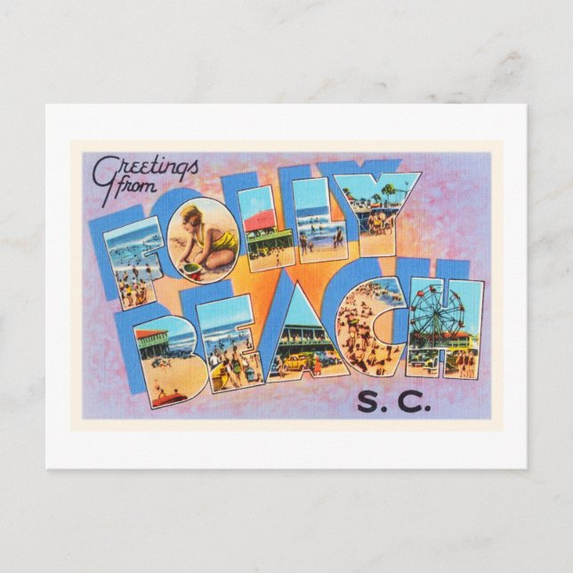 Folly Beach South Carolina SC Vieux Vintage Carte  (Devant)