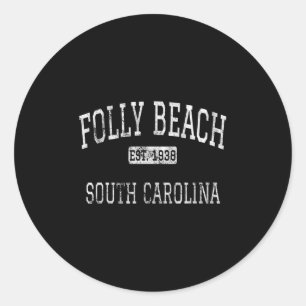 Folly Beach South Carolina Sc Vintage  Classic Round Sticker