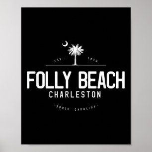 Folly Beach South Carolina Surfing Poster