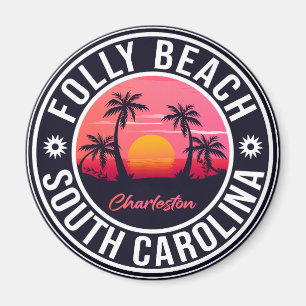 Folly Beach South Carolina - Vintage 60s Souvenirs Magnet