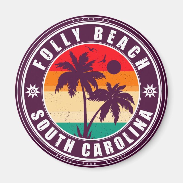 Folly Beach South Carolina - Vintage 60s Souvenirs Magnet (Front)