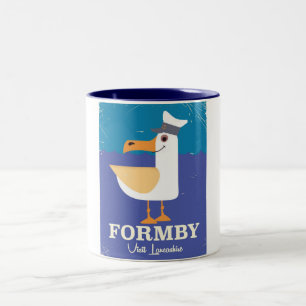 Fomby Lancashire seagull travel poster Two-Tone Coffee Mug