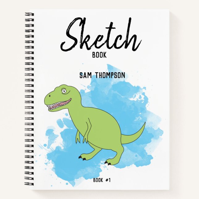 Fond aquarelle de dinosaures Cahier de croquis pou (Devant)