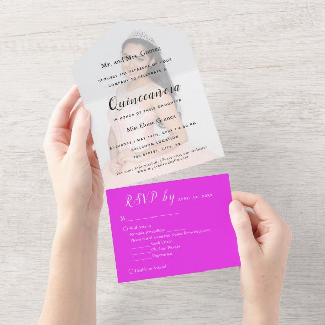 Fond de décoration de photo rose chaud Invitation  (Déchirure)