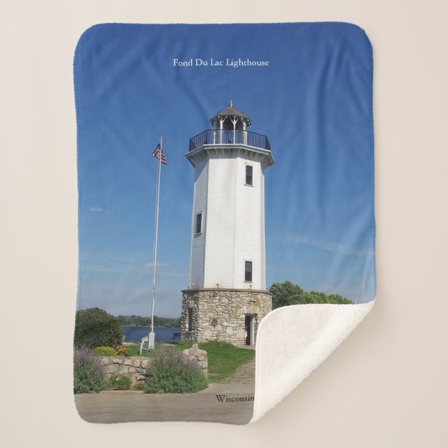 Fond Du Lac Lighthouse sherpa blanket (Front)