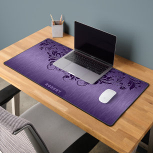 Fond violet métallisé à tourbillons floraux violet