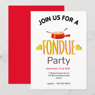 Fondue hearts and pot invitation