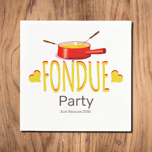Fondue hearts and pot - party napkin