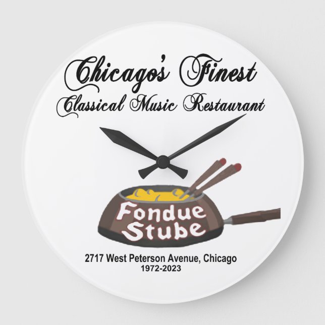 Fondue Stube, Chicago, Illinois (1972-2023) Large Clock (Front)