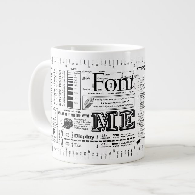 Font Me Typography ExtraBold Edition Large Coffee Mug (Front Left)