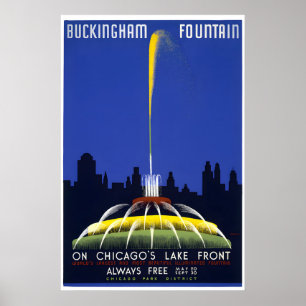 Fontaine Buckingham - Affiche de voyage à Chicago