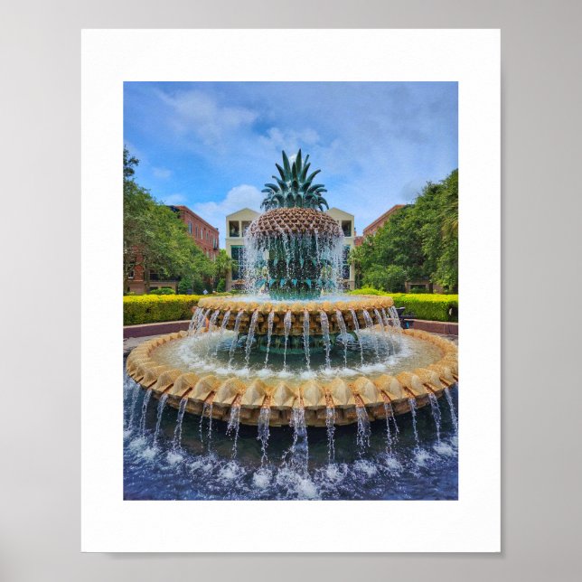 Fontaine célèbre d'ananas à Charleston, affiche du (Devant)