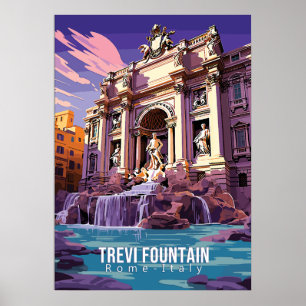 Fontaine de Trevi, affiche d'art touristique