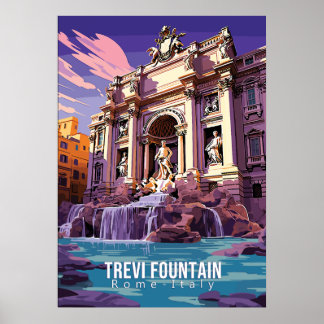Fontaine de Trevi, affiche d'art touristique
