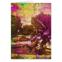 Fontaine vintage Neptune Grunge colorée