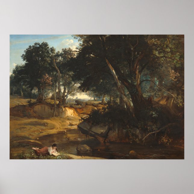 Fontainebleau - Jean-Baptiste- Corot Fine Art Post Poster (Front)