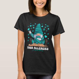 Food Allergies Awareness Month Teal Ribbon Gnome T-Shirt